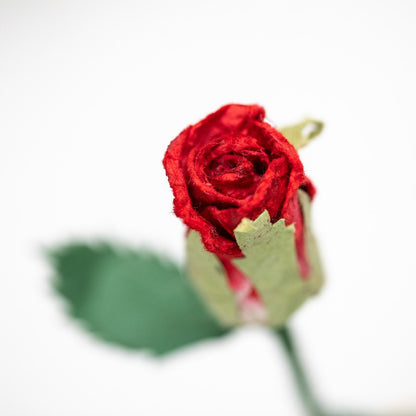 paper flower bouquet - Single Red POOPOOPAPER Rose -Single Rose - Top View