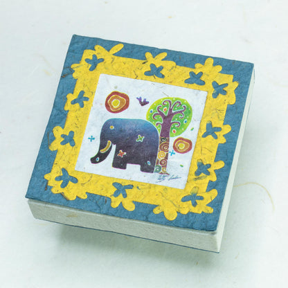 eco-friendly scratch pads - batik elephant blue - front