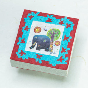 Artist Reproductions  - Thailand Themed - Elephant Sunrise Batik Scratch Pad - Red (Set of 3)