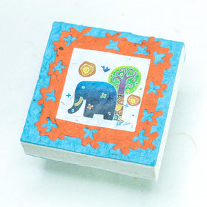 Artist Reproductions  - Thailand Themed - Elephant Sunrise Batik Scratch Pad - Teal (Set of 3)