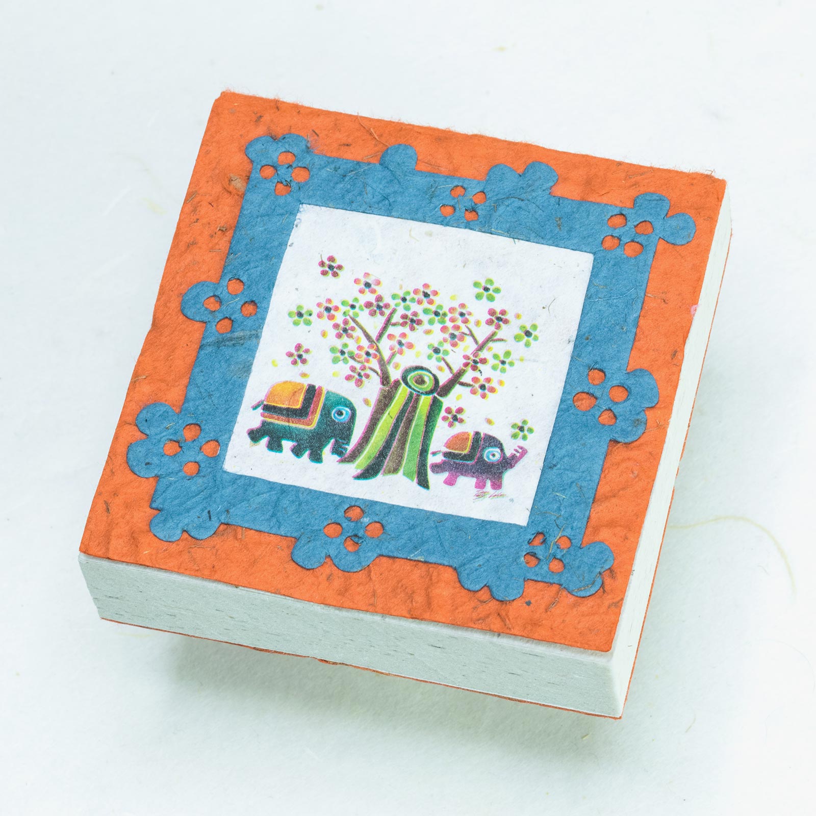 Artist Reproductions  - Thailand Themed - Elephant Sunrise Batik Eco-friendly Scratch Pads - Orange (Set of 3) - front