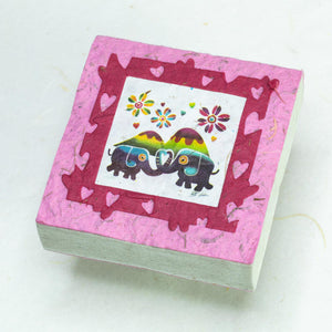 Artist Reproductions  - Thailand Themed - Elephant Sunrise Batik Scratch Pad - Pink (Set of 3)