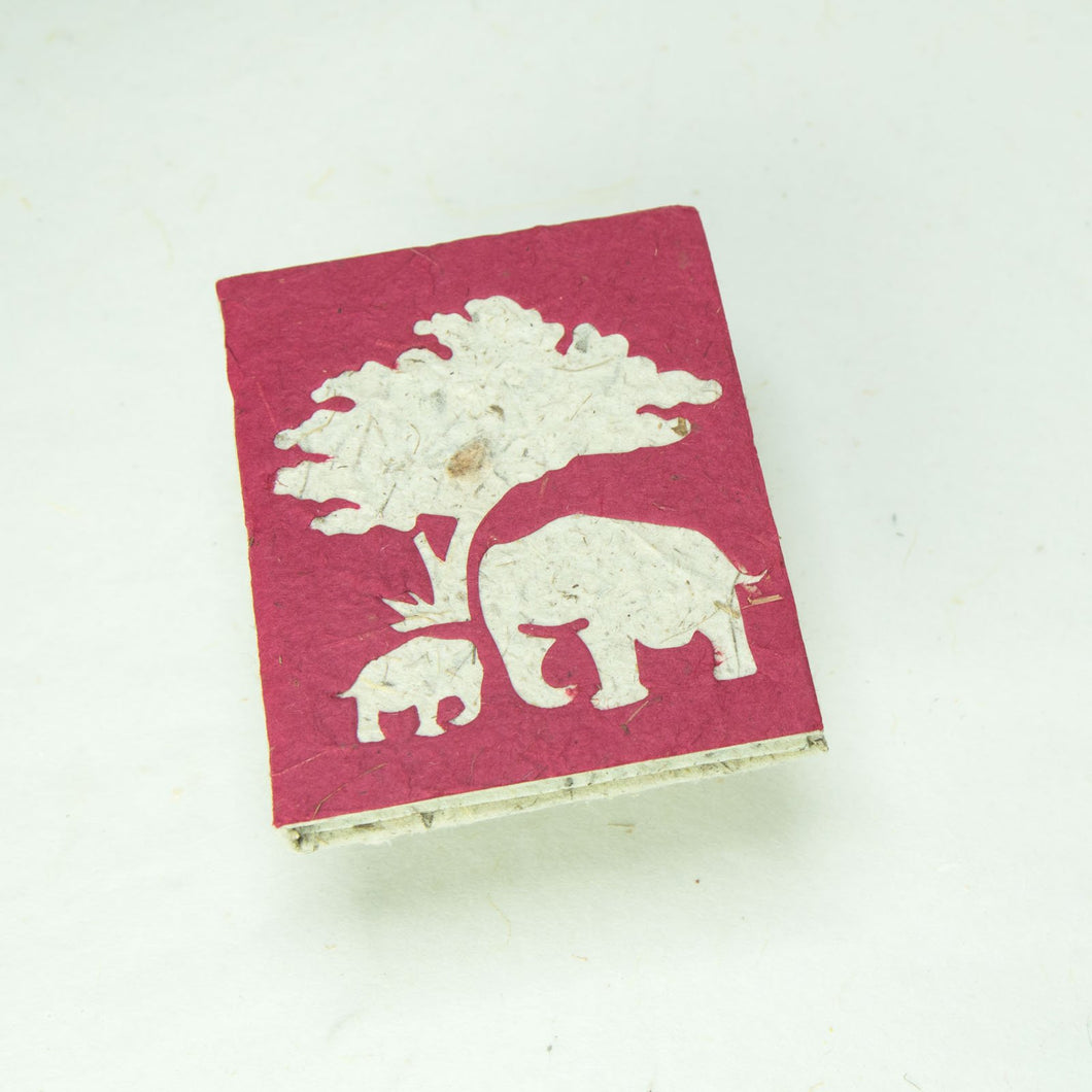 Eco-Friendly, Tree-Free, Classic Elephant POOPOOPAPER - Mom & Baby Mini-Journal - Burgundy - Front