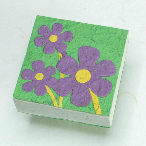 Three Purple Flowers - Eco-Friendly, Sustainable Scratch Pads made from POOPOOPAPER