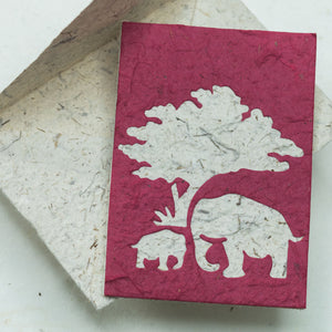 Greeting Card Elephant POOPOOPAPER  Mom & Baby - Burgundy