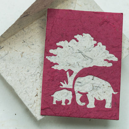 eco-friendly Greeting Card Elephant POOPOOPAPER  Mom & Baby - Burgundy