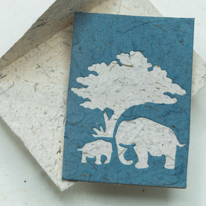Greeting Card Elephant Mom & Baby - Blue
