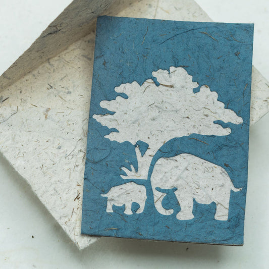 eco-friendly Greeting Card Elephant POOPOOPAPER  Mom & Baby - Blue - Main View