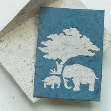 Load image into Gallery viewer, Greeting Card Elephant POOPOOPAPER  Mom &amp; Baby - Blue - Main View