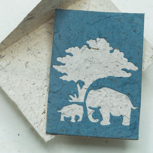 Greeting Card Elephant POOPOOPAPER  Mom & Baby - Blue