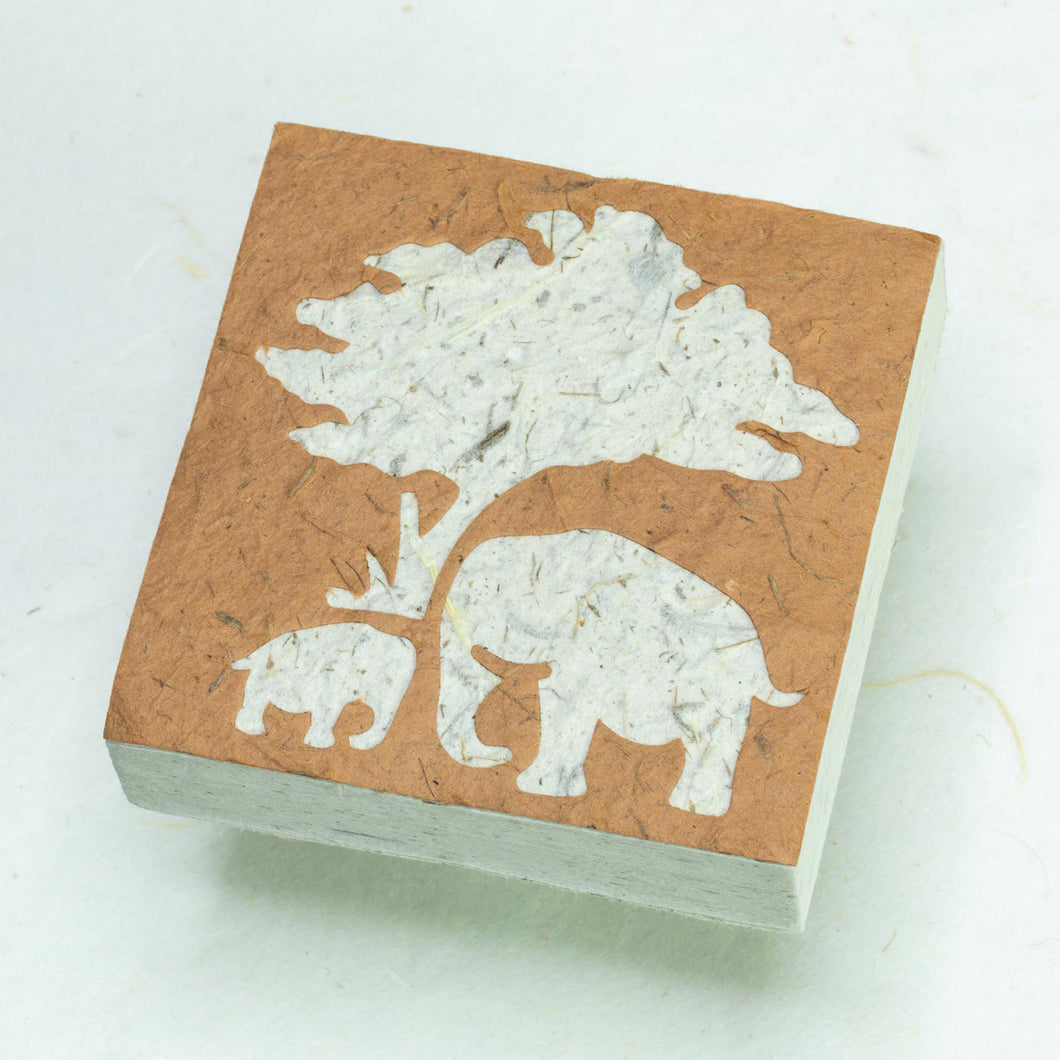 Eco-Friendly, Tree-Free Elephant Poo Scratch Pad -  Elephant Mom & Baby Bark - Set of 3 - Front