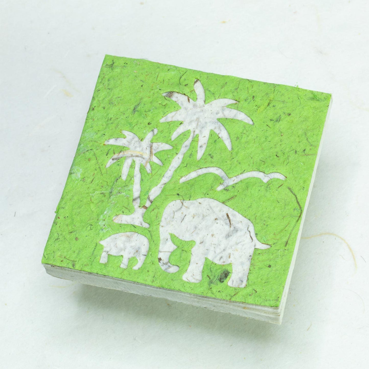 Assorted Gift-Pack of 25 Mini Eco-friendly Scratch Pads Elephant Mom & Baby with Palm Tree - grass front