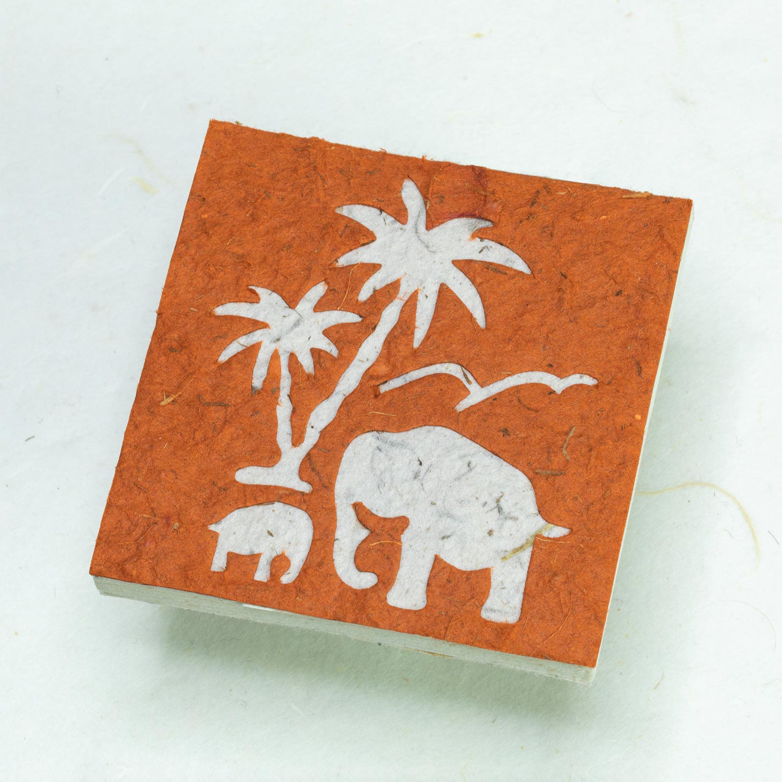 Assorted Gift-Pack of 25 Mini Eco-friendly Scratch Pads Elephant Mom & Baby with Palm Tree - orange front