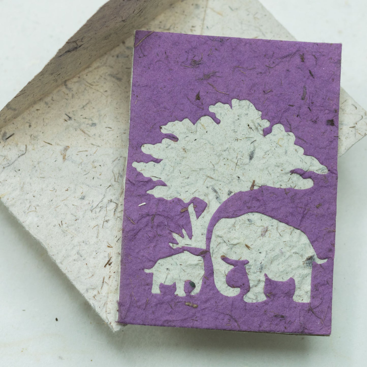 eco-friendly Greeting Card Elephant POOPOOPAPER  Mom & Baby - Purple