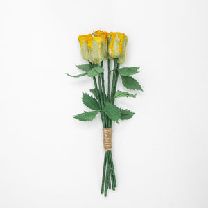 Bouquet of Six Yellow, Eco-Friendly, Sustainable POOPOOPAPER Roses - Full View