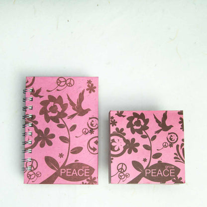 Inspirational POOPOOPAPER - Peace - Ecofriendly Journal and Scratch Pad Set - front