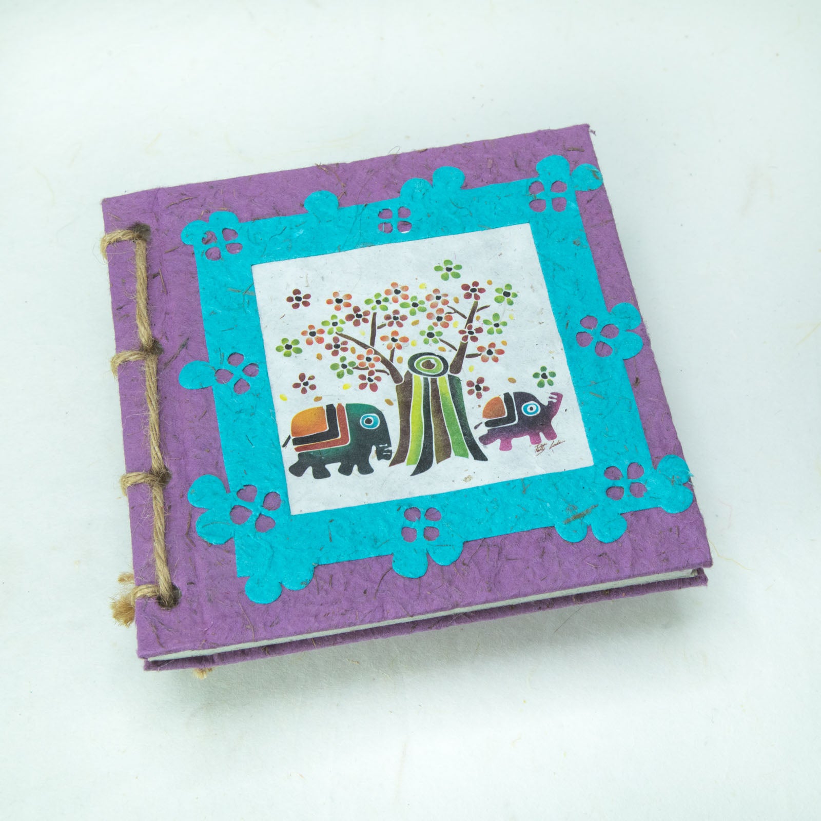 Twine Eco-Friendly Journal - Artist Reproductions - Thailand Themed Batik - Purple - Front