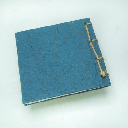 Eco-Friendly, Tree-Free, Twine Journal - Thailand Themed Batik Art Set - Blue - by POOPOOPAPER - Journal Back