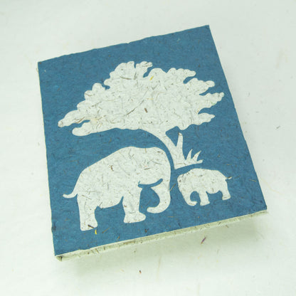 eco-friendly journal and eco-friendly notebook elephant mom and baby blue front