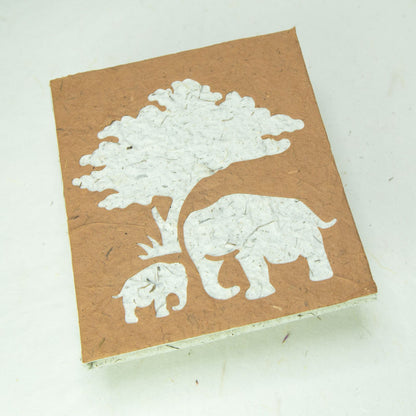 eco-friendly journal Mom-Baby-Elephant-journal-front bark