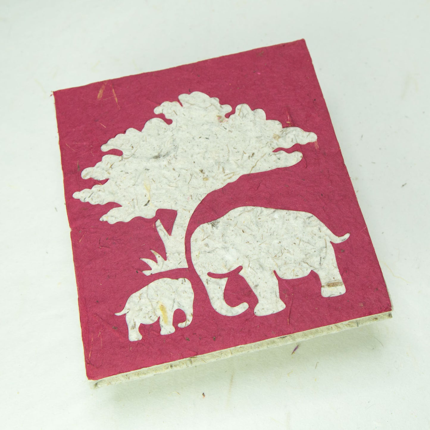 eco friendly journal elephant mom and baby burgundy front