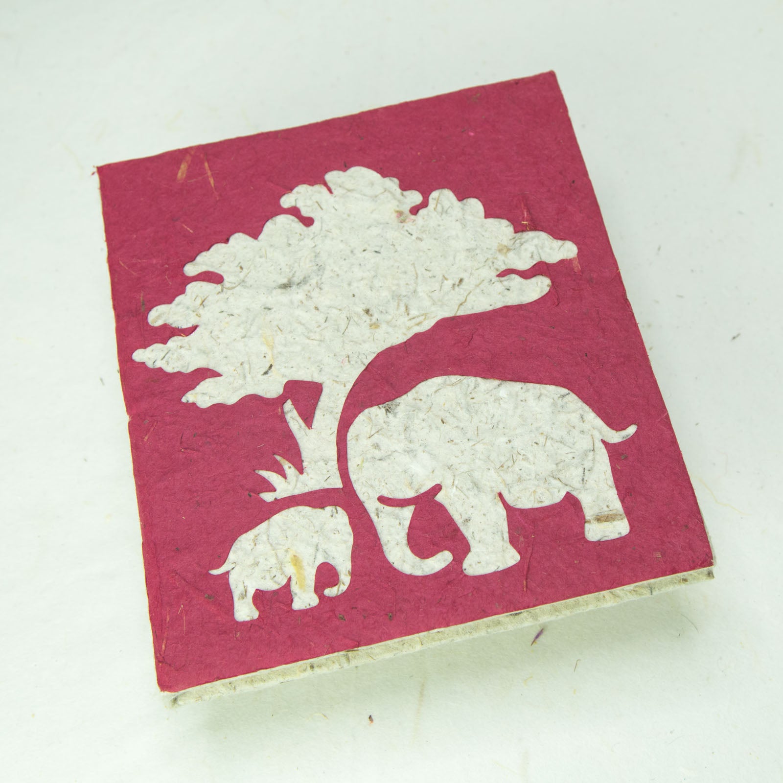 eco friendly journal elephant mom and baby burgundy front
