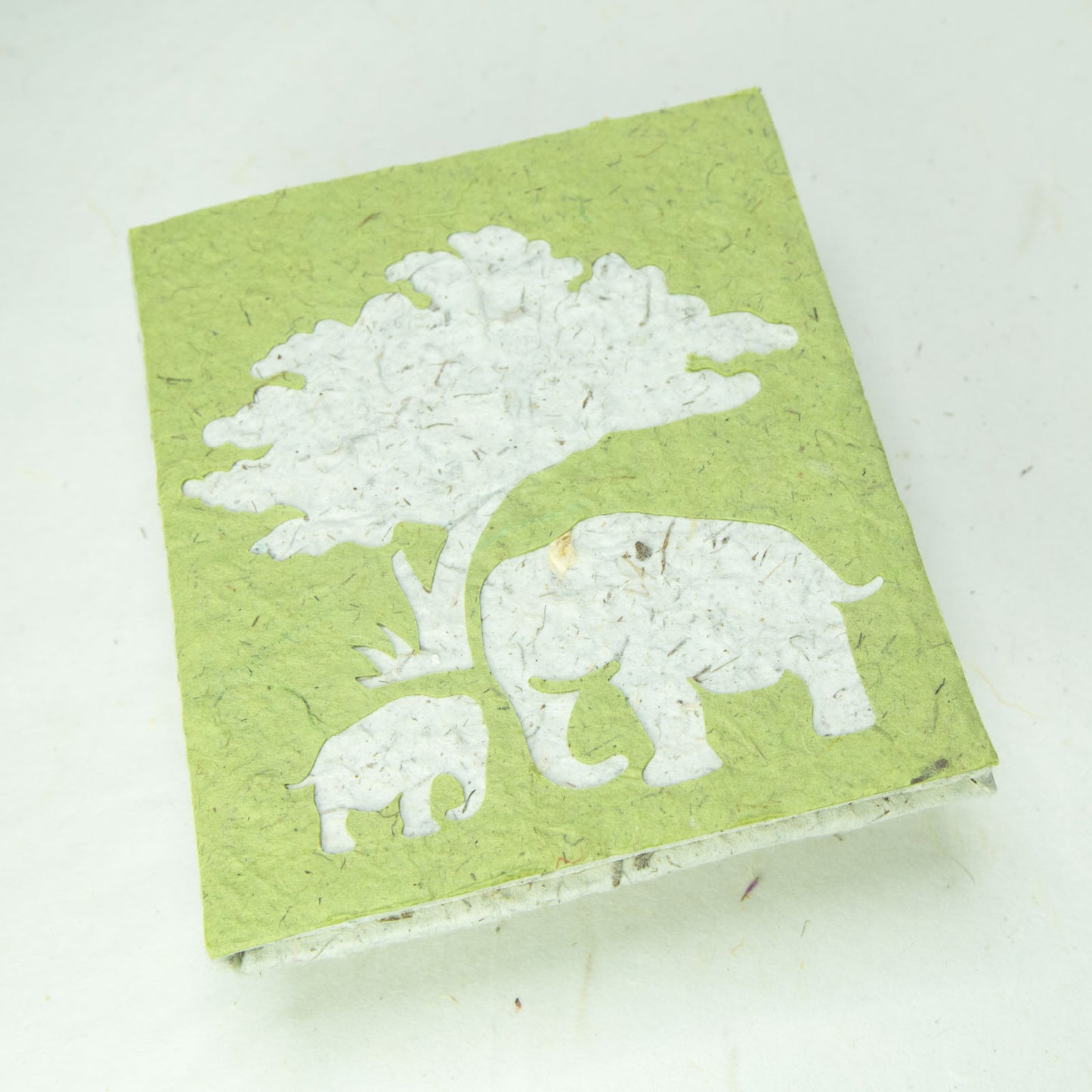 eco friendly journal elephant mom and baby grass front
