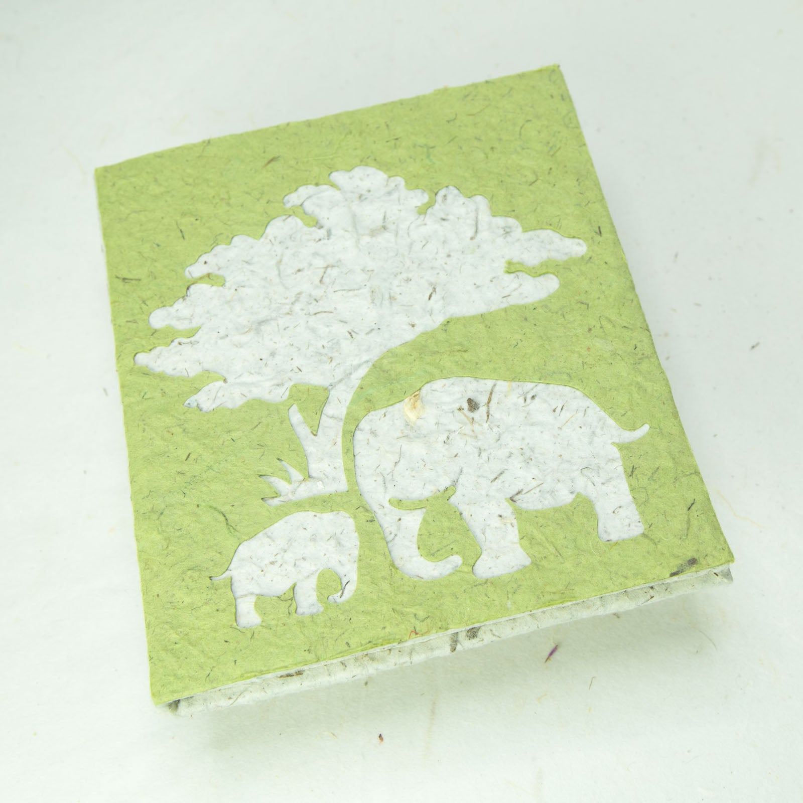 eco friendly journal elephant mom and baby grass front