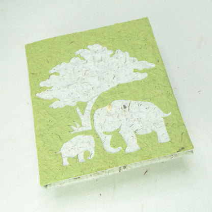 eco friendly journal elephant mom and baby grass front