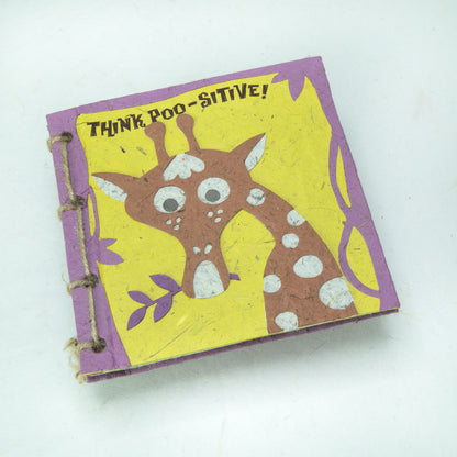 Twine Eco-friendly Journal - GIRAFFE - "Think-POO-sitive!" - Front