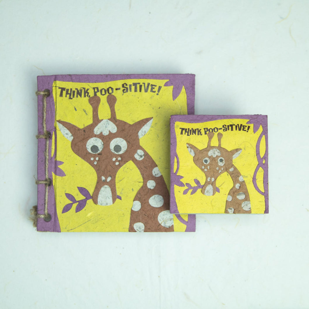Eco-Friendly, Tree-free Face at the Zoo - Twine Journal and Scratch Pad set by POOPOOPAPER - Giraffe