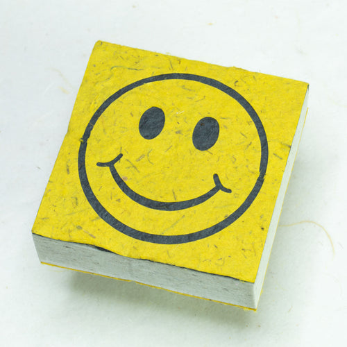 Eco-Friendly, Tree-Free, Organic POOPOOPAPER - Happy Face Scratch Pad - Yellow - Set of 3 - Front