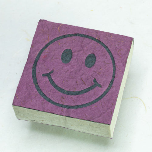 Eco-Friendly, Tree-Free, Organic POOPOOPAPER - Happy Face Scratch Pad - Purple - Set of 3 - Front