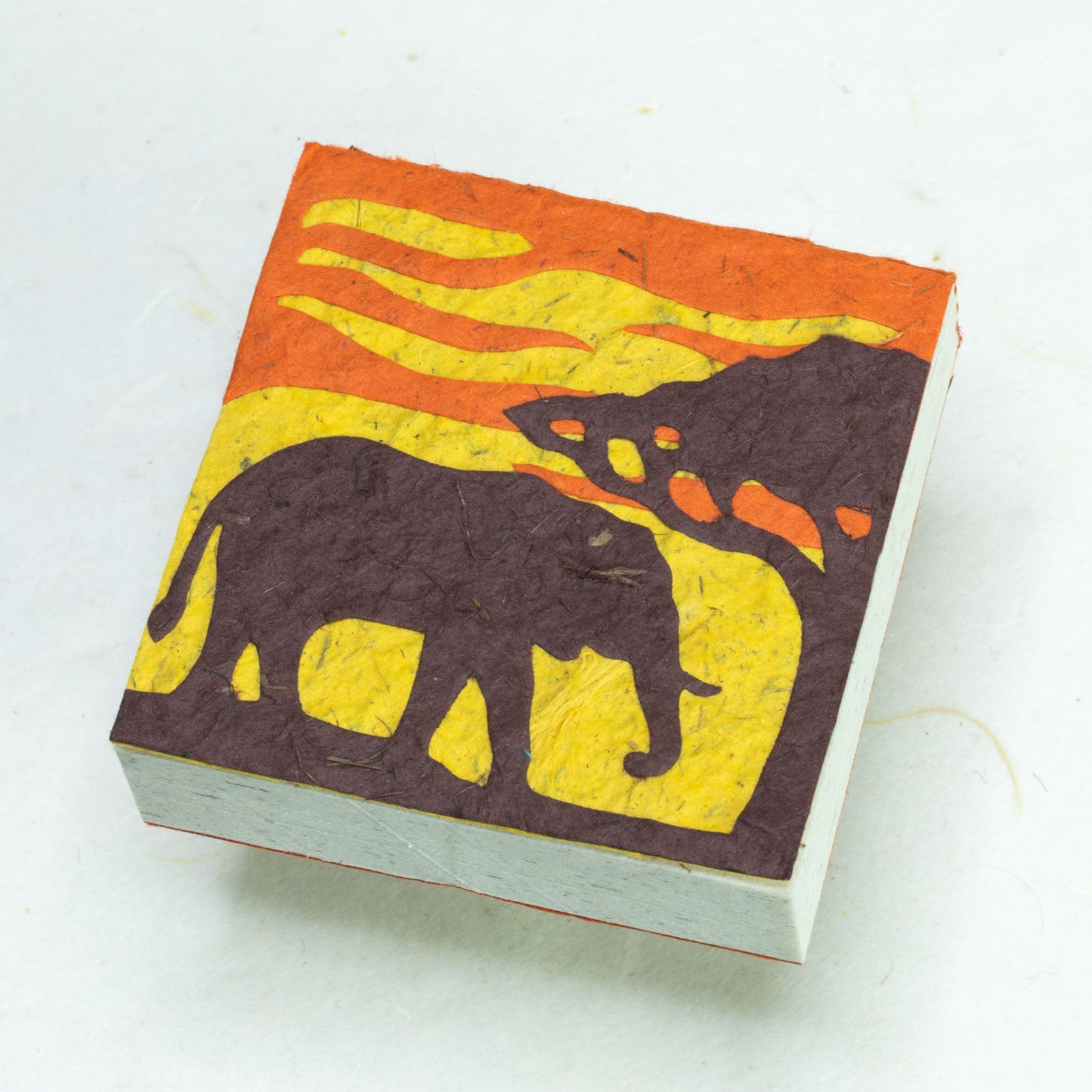 Savannah Sunset Eco-friendly Scratch Pads - Elephant - Orange - Set of 3 - front