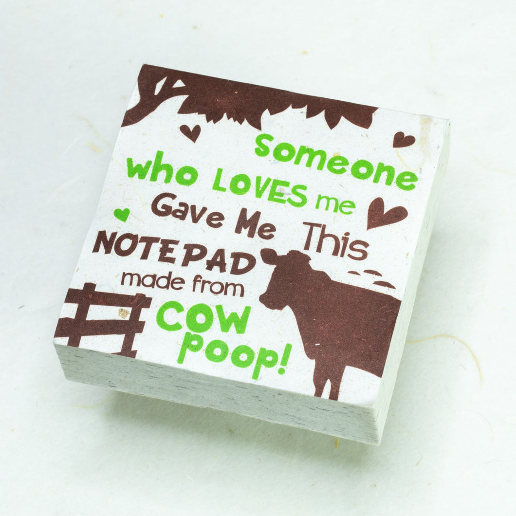 Eco-Friendly, Tree-Free POOPOOPAPER - Someone Loves Me - Cow Scratch Pad - Set of 3 -  Green - Front