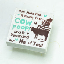 Load image into Gallery viewer, Eco-Friendly, Tree-Free POOPOOPAPER - Reminded Me of You - Cow Scratch Pad - Set of 3 -  Blue - Front