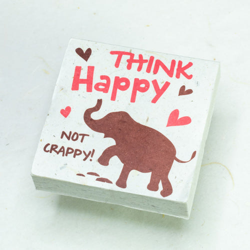 Eco-Friendly, Tree-Free POOPOOPAPER - Think Happy Not Crappy - Elephant Scratch Pad - Set of 3 -  Pink - Front