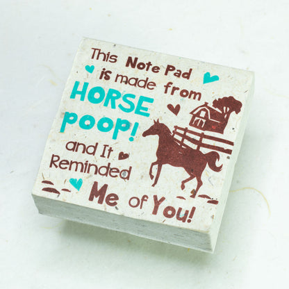 Eco-Friendly, Tree-Free POOPOOPAPER - Reminded Me of You - Horse Scratch Pad - Set of 3 -  Blue - Front