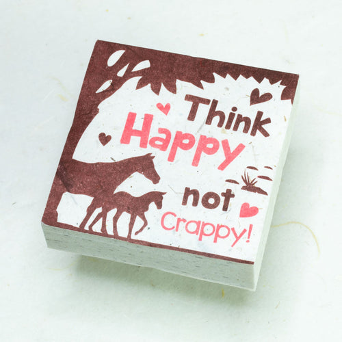 Eco-Friendly, Tree-Free POOPOOPAPER - Think Happy Not Crappy - Horse Scratch Pad - Set of 3 -  Pink - Front