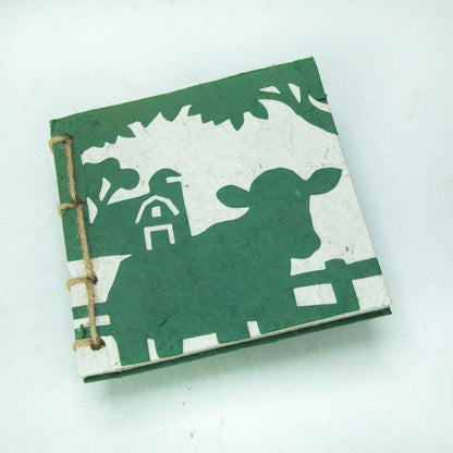 Twine Eco-Friendly Journal POOPOOPAPER - On The Farm - Cow & Barn - Green - Front