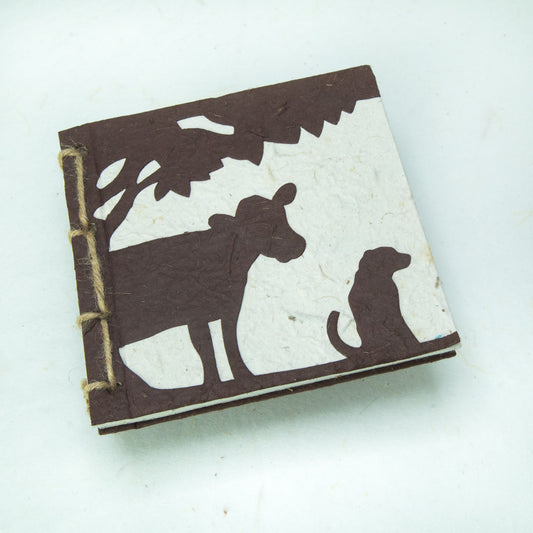 Eco-Friendly Journal Tree-Free Cow POOPOOPAPER - On The Farm - Cow & Dog - Brown - Front