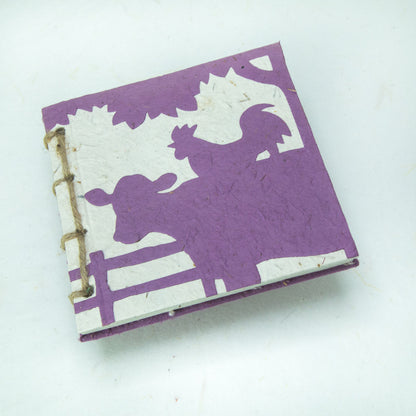 Twine Eco-Friendly Journal POOPOOPAPER - On The Farm - Cow & Rooster - Purple - Front