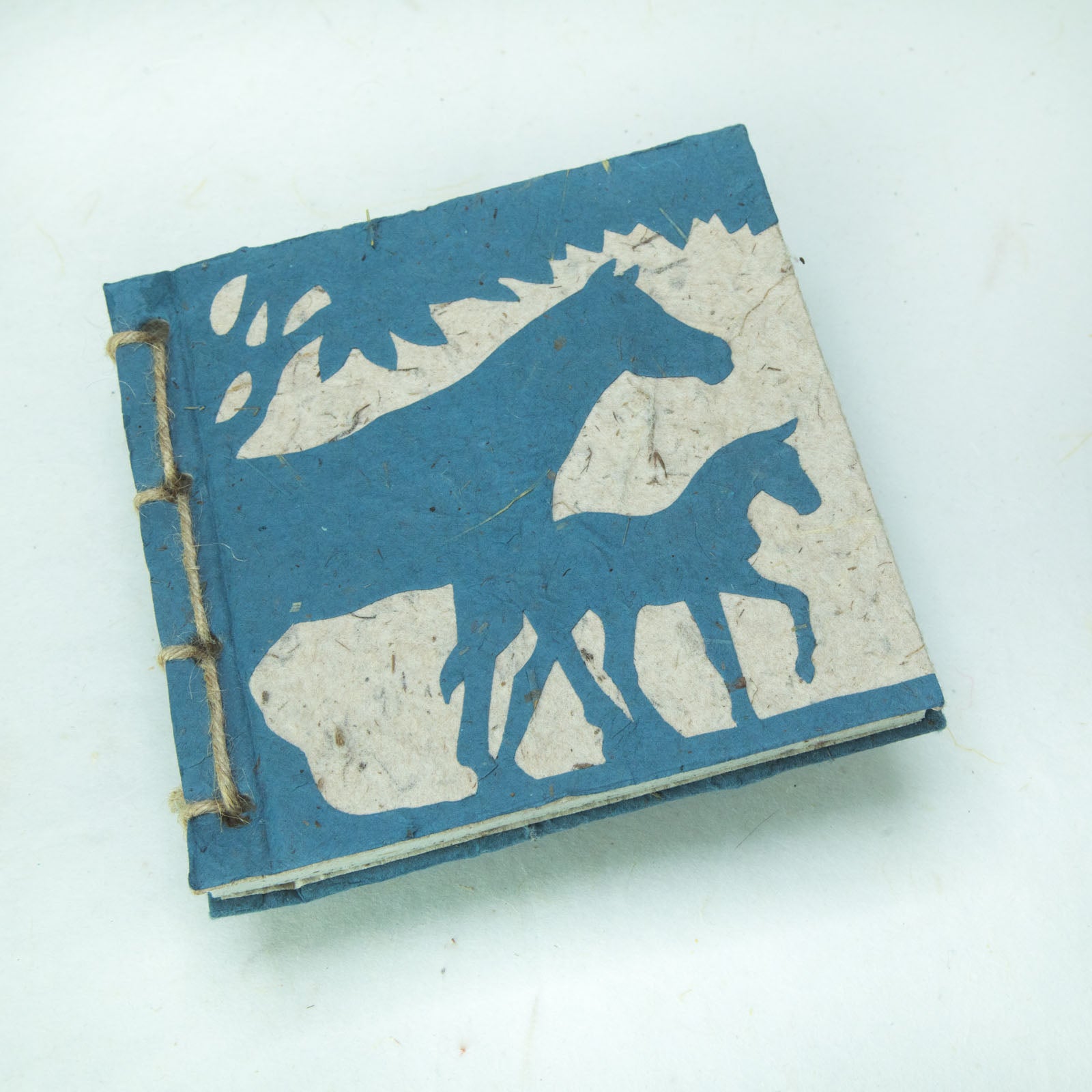 Horse POOPOOPAPER - On The Farm - Horse & Baby - Blue - Twine Eco-friendly Journal front